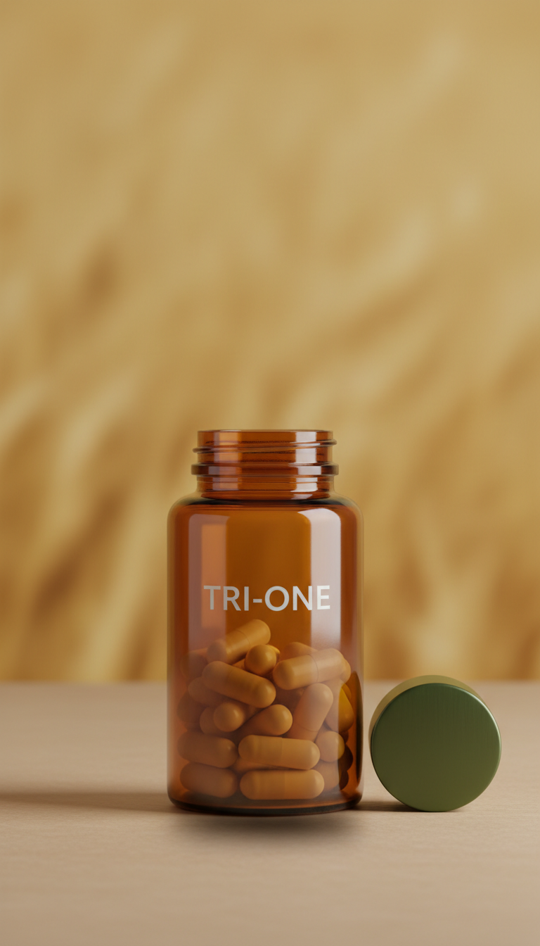 Supplement Bottle With Open Cap Capsules