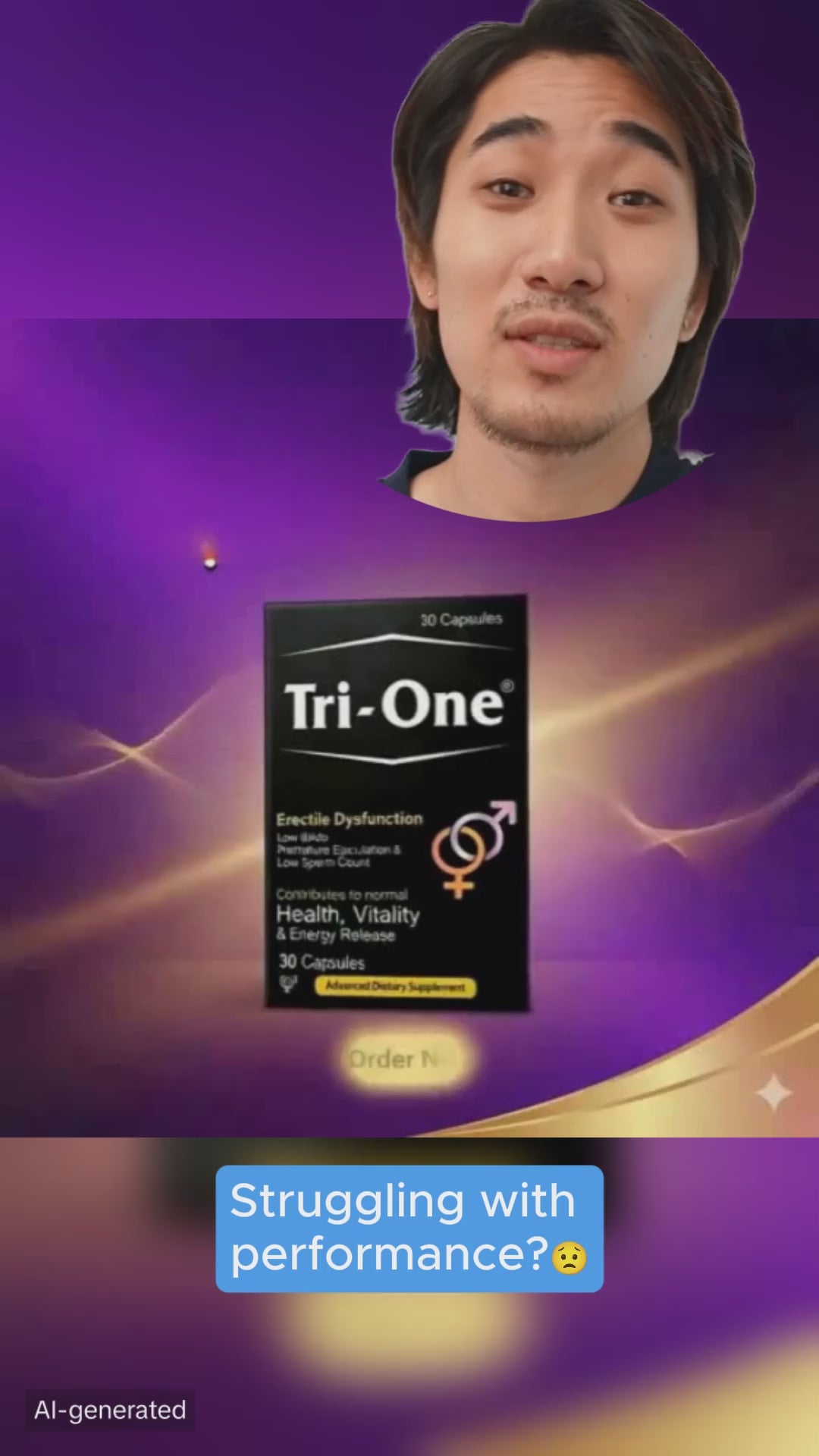 Tri-One Advanced Supplement for Erectile Support & Libido – 30 Day Supply